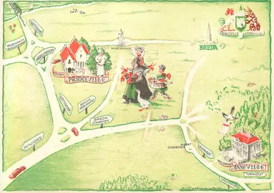 Carta postal ilustrada — Restaurante Princeville e Hotel Landgoed Anneville — Breda e Ulvenhout