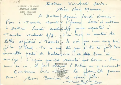 Maska afrykańska — Bapendé — Éditions HOA-QUI, n° 3722 — Rewers