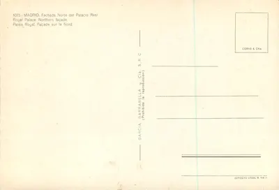 Madryt - Pałac Royal - Façada Północna — Garcia Garrabella & Cia. S.R.C. n°1015 — Rewers