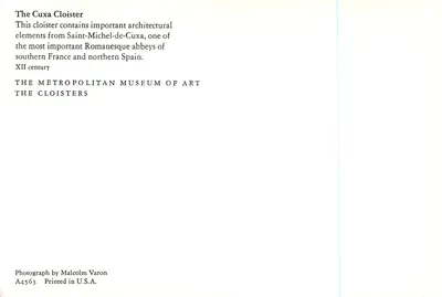 O Cloître de Cuxa — elementos romanos do século XII — The Metropolitan Museum of Art, série A4563 — Verso