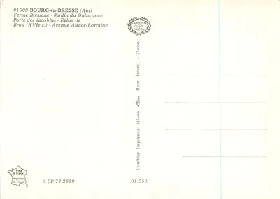 Bourg-en-Bresse — widok panoramiczny — drukarz Combier, n° 37-000 — Rewers