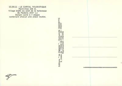 Poiminhac — Pueblo al pie de la fortaleza de Pesteils — Ediciones "La Cigogne" HACHETTE — Reverso