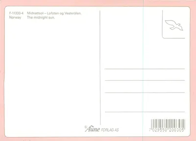 Lofoten und Vesterålen — die Mittagssonne — Verlag Aune FORLAG AS, Nr. F-11333-4 — Rückseite