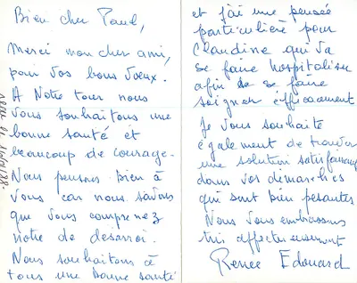 Plage et herbes — citation de Sören Kierkegaard — imprimée en Belgique, n° P. 1043 — Verso