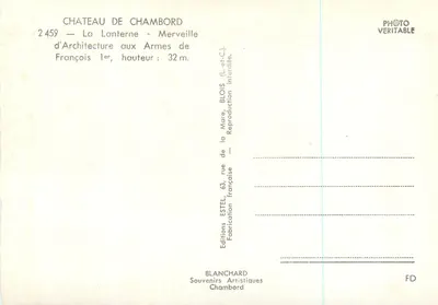 Castelo de Chambord — Lanterna — Editora Estel, n° 2459 — Verso