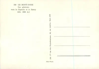 Mont-Dore — Algemene uitzicht richting Capucin en Sancy — Cie des Arts Photomécaniques, Parijs — Achterkant