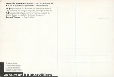 Anjos em América — Fantasia gay sobre temas nacionais — Teatro da Comuna Pandora — Verso