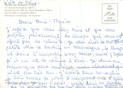 Durach przy Kempten/Allgäu — widok z powietrza — DIE GUTE Milz Farb-Postkarte — Rewers