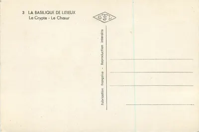 Bazylika w Lisieux — Krypta — Chór — Wydawca BCTL, n°3 — Rewers