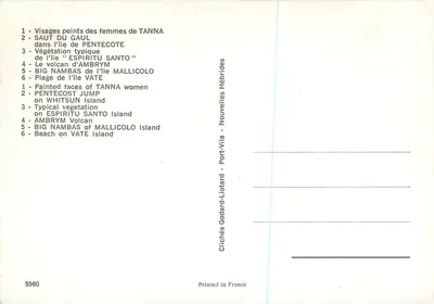 Novas Ilhas Hébridas — Rostos pintados, saltos, vulcões e praias — Nambas — Verso