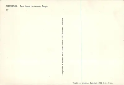 Bom Jesus do Monte — Braga — editor Arthur Dixon, Escócia — Verso