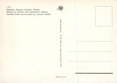 Nova York — O Centro de Convenções — Alfred Mainzer, Inc. — Verso