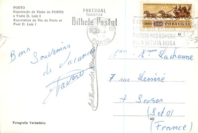 Porto — Exportation du vin et Pont D. Luiz I — Bilhete Postal — Reverso