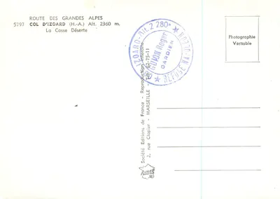 Col d'Izoard — Estrada das Grandes Alpes — Sociedade Edições da França — Verso