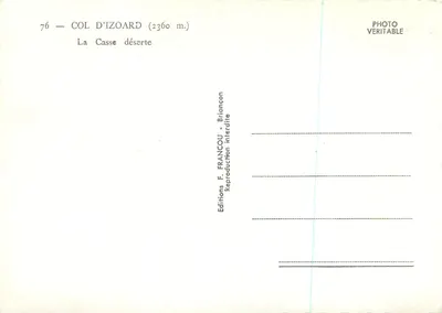 Col d'Izoard (2360 m.) — A Casse deserta — Edições F. Francou - Briançon — Verso