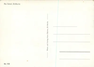 Hotel Le Roi Soleil — St. Moritz — Foto Hans Steiner, n°118 — Verso
