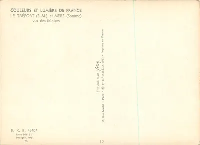Le Tréport (S.-M.) e Mers (Somme) — vistos das falésias — Edições d'Art Yvon, n° 4540 — Verso