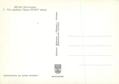 Bellac (Haute-Vienne) — Ogólny widok, klasztorna świątynia XII–XIV wieku — Wydawnictwo Mexichrome — Rewers