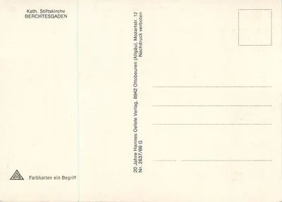 Wnętrze katedry Stiftskirche — Berchtesgaden — wydawca Oefele Verlag — Rewers