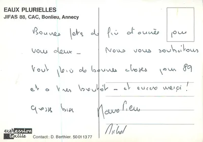 Eaux Plurielles — JIFAS 88, CAC, Bonlieu, Annecy — Expression textile — Verso
