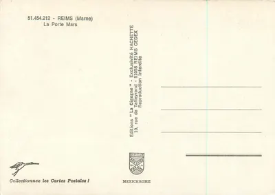 A Porta Mars — Reims (Marne) — Edições "La Cigogne" — Verso