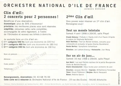 Orquestra Nacional da Ilha de França — Jacques Mercier — Clin d'œil — Verso