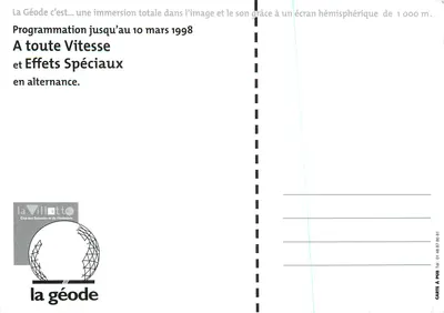 Z pełną prędkością — film wyścigowy — La Géode, Paryż — Rewers