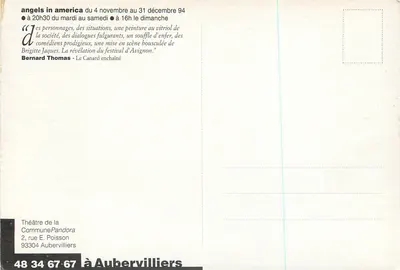 Anioły w Ameryce — Teatr Komuny Pandora — Aubervilliers — Rewers