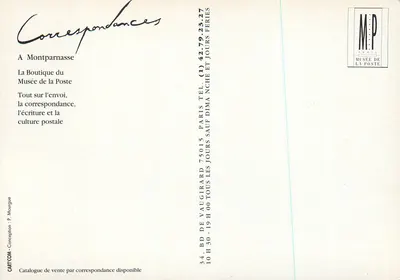 Montparnasse — Sklep Muzeum Poczty — P. Mourique — Rewers