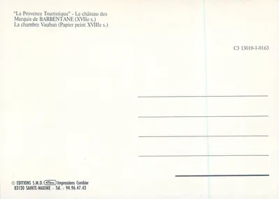 Kamer van de Marquis de Barbentane — 18e eeuw — Edities S.M.D. Combier — Achterkant