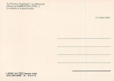 Il vestibolo e le scale principali — Il castello dei Marchesi di Barbentane (XVI secolo) — Edizioni S.M.D. Combier — Verso