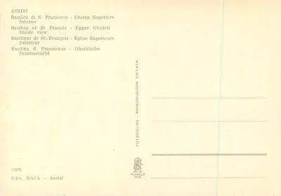 Assisi - Bazylika Świętego Franciszka - Kościół Górnego — widok wewnętrzny — Wydawnictwo DACA - Assisi, n° 13171 — Rewers