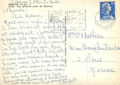 Menton (A.M.) — Algemene uitzicht genomen vanaf Garavan — uitgever Corte de France, n° 12.360 — Achterkant