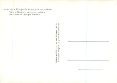 Torre de Evrault — antiga cozinha da abadia — Edições GREFFE — Verso