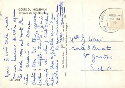 Vue panoramique — village au bord du Golfe du Morbihan — éditeur Les Éditions d'Art, n° I.B. 5468 — Verso