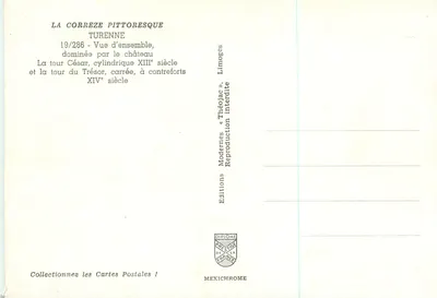 Turenne — Ogólny widok z dominującym zamkiem — Wydawnictwo Prestige — Rewers