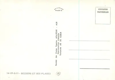 Beziers e le sue spiagge — Société des Cartes Postales APA-POUX - ALBI — Verso