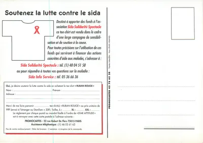 Czerwony pasek — Sida Solidarité Spectacle — PROMOCARTES — Rewers