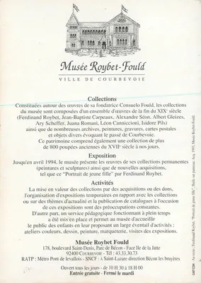 Porträt einer jungen Frau — Werk von Ferdinand Roybet — Musée Roybet-Fould, Courbevoie — Rückseite