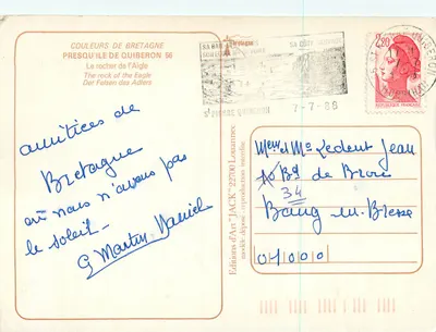 Le Rocher de l'Aigle — Saint-Pierre-Quiberon — Wydawnictwo Sztuki 'JACK' n°22700 — Rewers