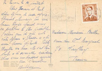 Bruges — Canal et pont — éditeur Krüger, n° 923/29 — Rewers