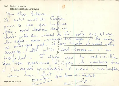 Stacja Verbier — wyjście na pisty Savolayres — Wydawnictwo Darbella Martigny — Rewers