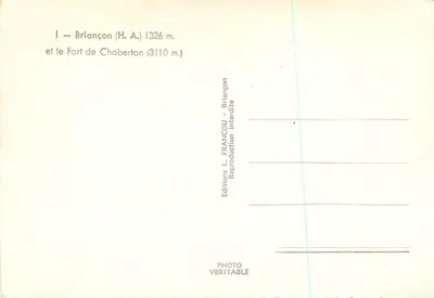 Briancón (H.A.) — Fort de Chaberton — Éditions L. FRANCQUO — Rewers