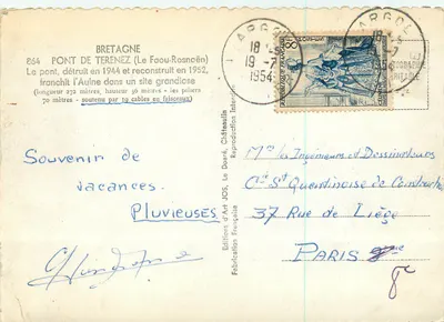 Pont de Terenez — Le Faou-Rosnoën — Edições d'Art Jos, Le Doaré — Verso