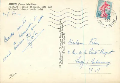 A Garça — Igreja de St-Ouen, lado sul — Ed. 'A Garça', 74, rua aux Ours, Rouen (S.-M.) — Verso