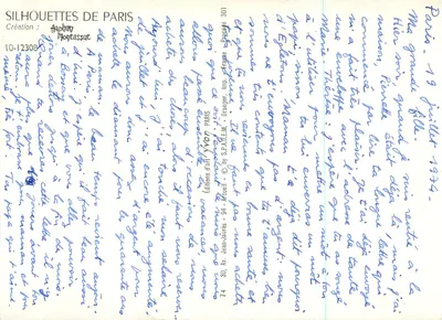 Paris — Silhuetas de Paris — Edições de Arte Yvon — Verso