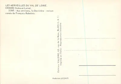 Geburtsort von François Rabelais — Devinière — Éditions Valoire — Rückseite