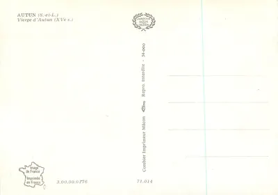 Dziewica z Autuna — XVe wieku — Wydawca Combier, Mâcon — Rewers