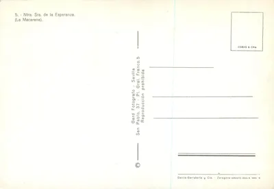 Nuestra Señora de la Esperanza — La Macarena — Garcia Garrebea y Cía, Zaragoza — Rewers
