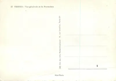 Thones — Vue générale et le Parmelan — Cie des Arts Photomécaniques, Paris — Verso